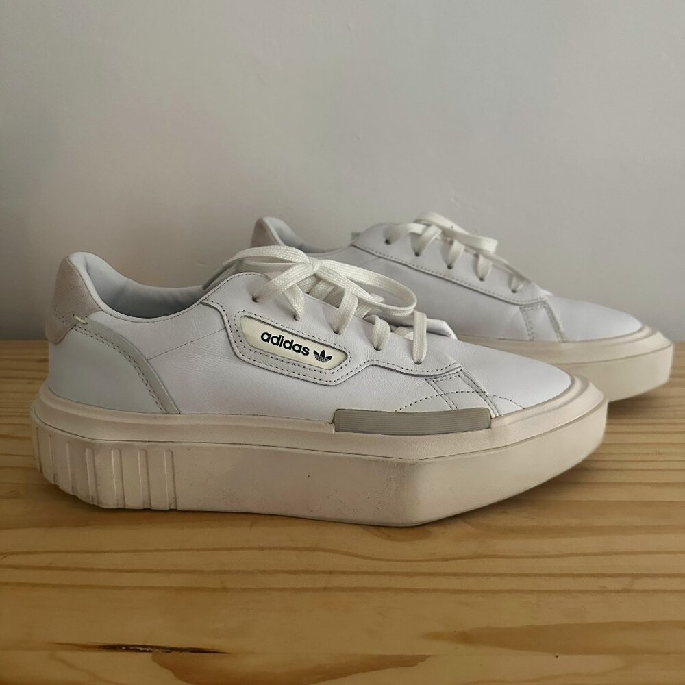 Adidas Hypersleek Pointed Toe White Leather Platform Sneakers Women's US 9.5